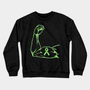 Flexed arm with a light Green Awareness Ribbon Crewneck Sweatshirt